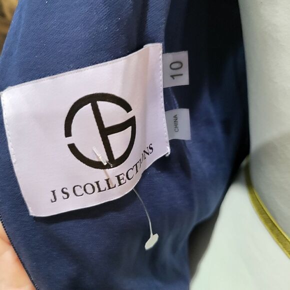 JS COLLECTION CARMEN COLUMN GOWN New size 10 feather print - Picture 6 of 6